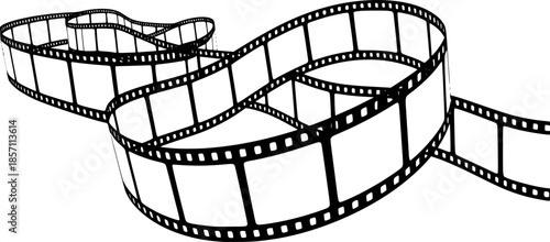 Film strip, long grunge filmstrip, old vintage movie reel frames, vector cinema video or photo tape. Grunge long film strip or movie camera negative roll with transparent background 
