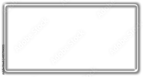 A blank white rectangular frame with a silver border and subtle shadow effect, suitable for various design purposes.