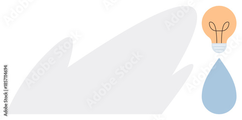 Lightbulb above a drop of water symbolizing creative energy and sustainability. Ideal for innovation, eco-friendly ideas, resourcefulness, inspiration, energy conservation, creativity