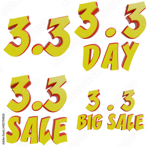 3 3 day sale big sale promo. 3d Render