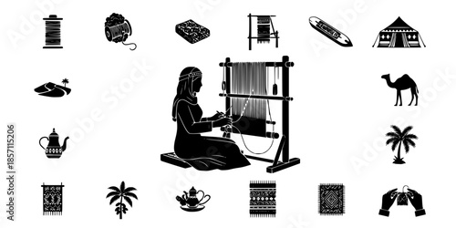 Bedouin Craft Weaving Cultural Heritage Silhouette