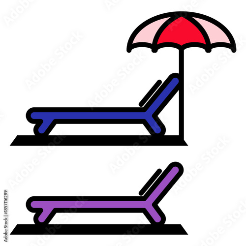 beach chairs icon vector design template modern