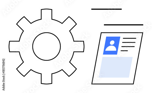 Data management concept. Gear and user profile data management and account adjustments. Data management for software, account settings, system integration, business, and technology solutions