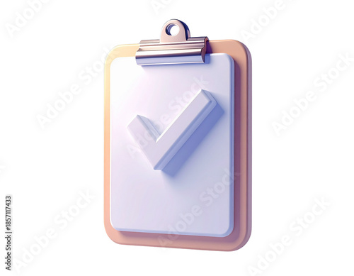 3D Check Mark on Clipboard PNG - Task Completion and Approval