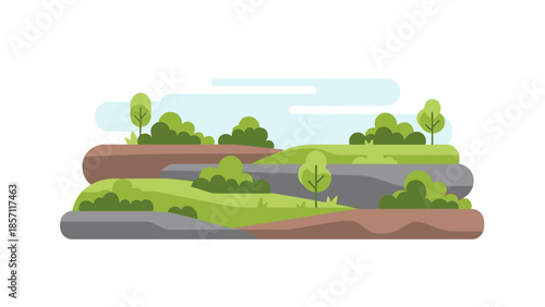 Heap of assorted earthy stones and gravel in a clean, flat design for various digital uses