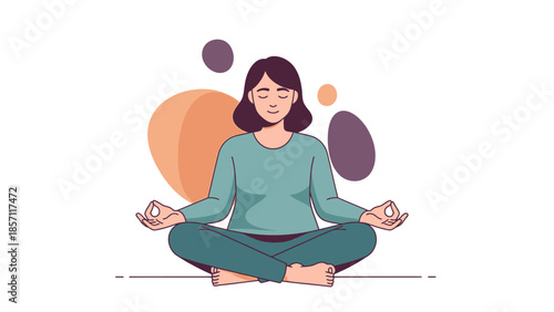 Serene Woman Practices Mindfulness and Meditation for Inner Peace and Wellness