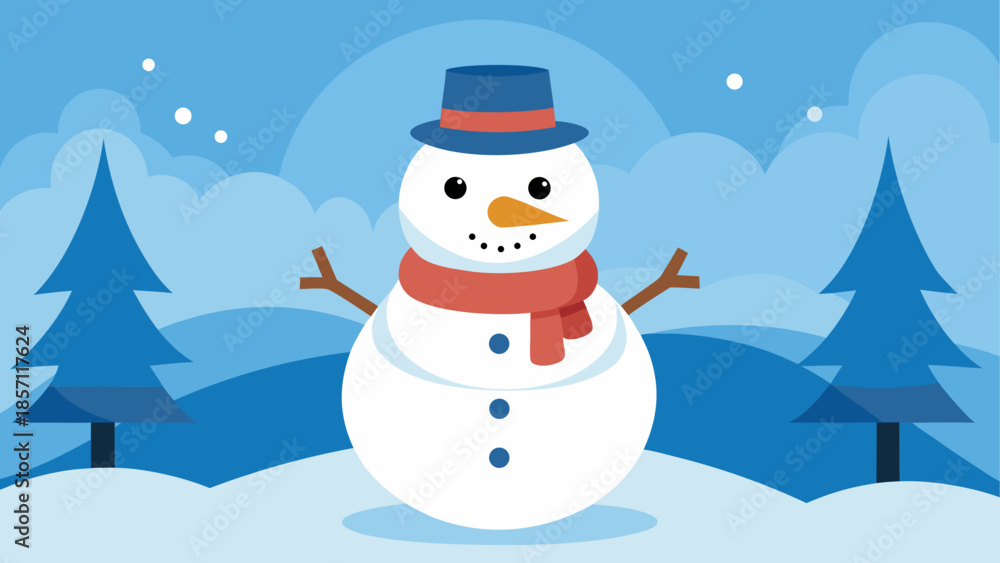 Fototapeta premium Snowman in winter forest