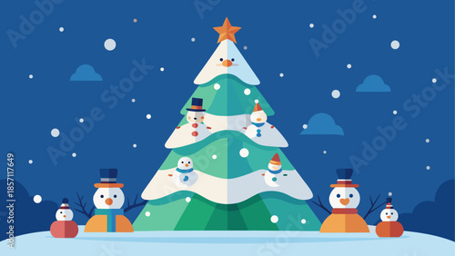 Snowmen celebrating christmas