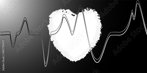 Ecg graph and Heart logo symbol