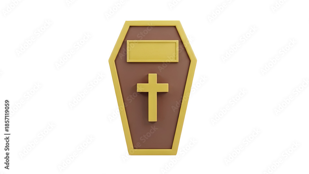 Obraz premium Coffin with cross and blank plaque on transparent background