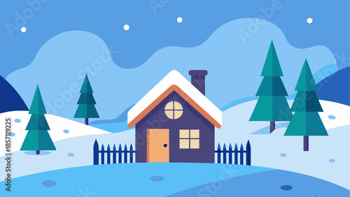 Cozy cottage in winter wonderland