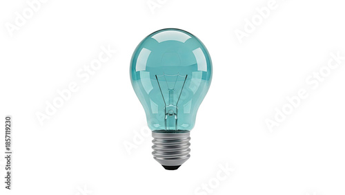 Aqua Blue Light Bulb on transparent background