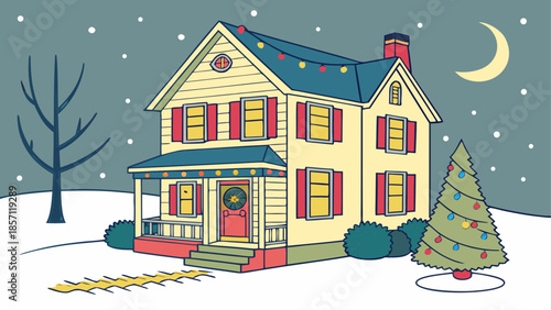 Cozy winter house with christmas decorations