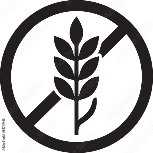 Gluten free symbol A wheat stalk crossed out inside a circle