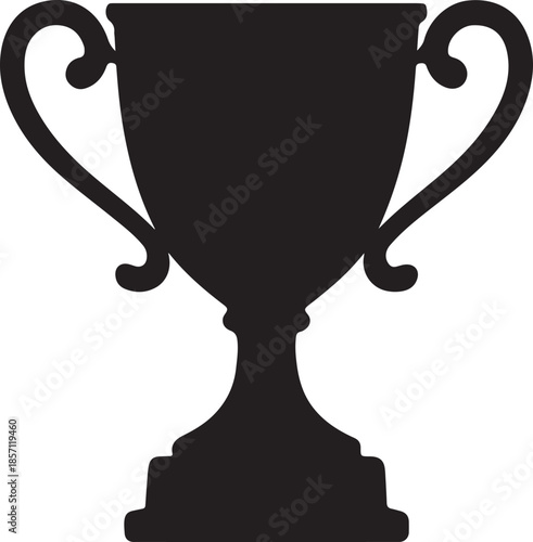 A classic silhouette of a black trophy with ornate handles and base