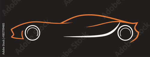 Stylized car silhouette isolated on transparent background, isolated on white background, Vector, illustration
