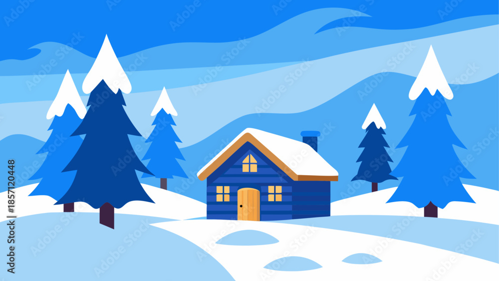 Fototapeta premium Cozy cabin in snowy forest