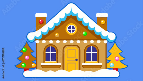 Charming gingerbread house in winter