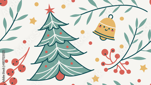 Whimsical christmas tree with bell