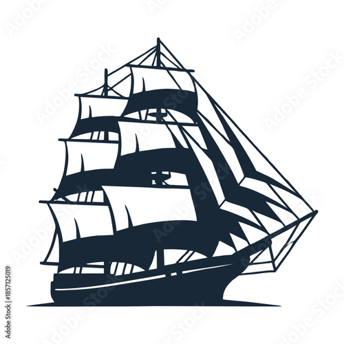 Majestic Tall Ship Sailing the Open Ocean on a Grand Voyage