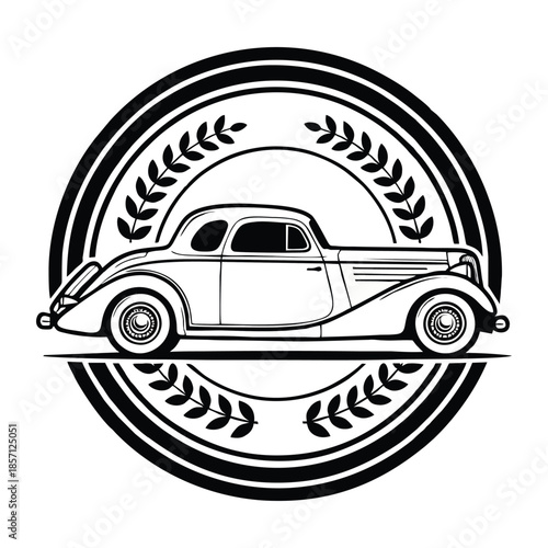 Elegant Classic Car Profile in a Retro Automotive Badge Design