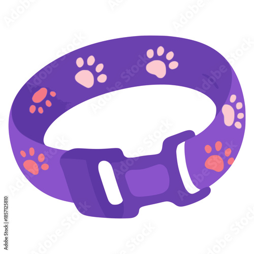 dog pet collar flat color vector illustration template design