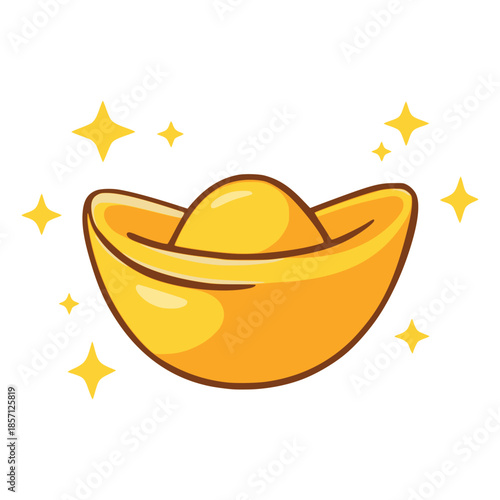 chinese gold ingot luxury flat color vector illustration template design