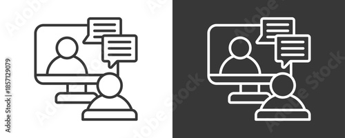 Virtual Meeting Icon Set Vector Collection Isolated In Black And White