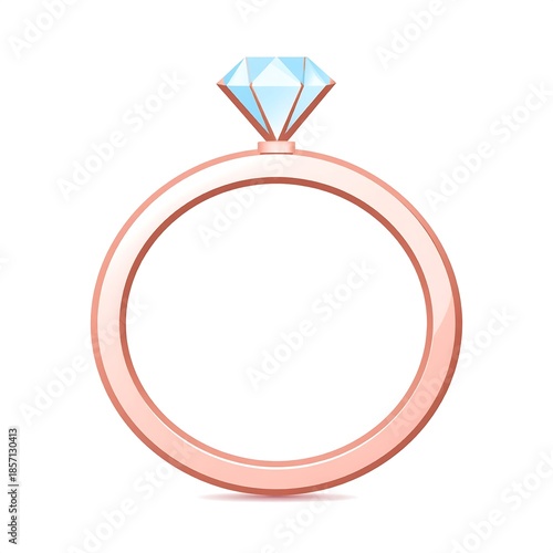 A shiny rose gold ring with a blue gem sparkles against a white background