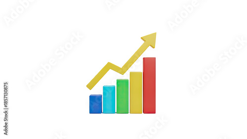 3D Bar chart with upward arrow and trend line on transparent background Free Download 3D Bar chart with upward arrow and trend line on transparent background - GFXLoad