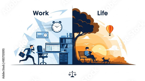 Work Life Balance Concept Vector Illustration