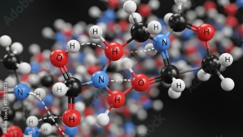 Detailed Molecular Structure Visualization Revealing Atomic Bonds and Complex Compositions