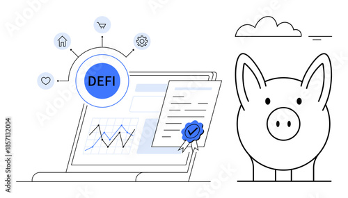 Decentralized finance concept. Decentralized finance integrates smart contracts, financial growth, and digital savings. Decentralized finance transforming modern banking systems. Great for fintech