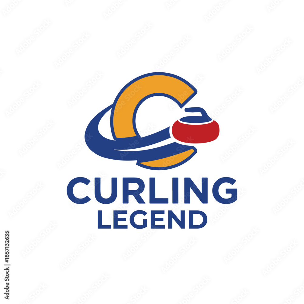 Obraz premium Curling Logo – Legendary Winter Sports Emblem Vector