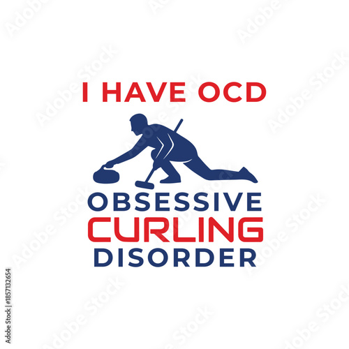 Curling Humor Logo – Obsessive Curling Disorder Vector Design