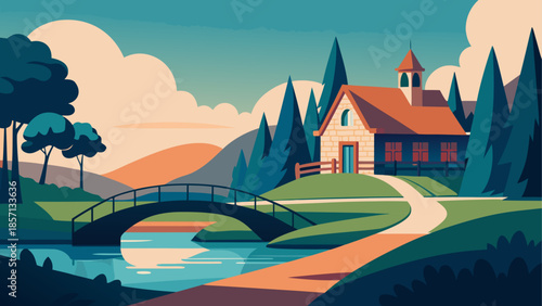 Peaceful mountain cottage by the river