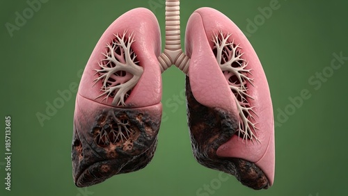 Blackened Lungs Caused by Cigarette Smoke