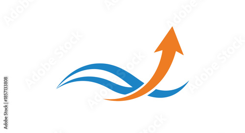 Environmental Growth and Progress Symbol with Waves and Upward Arrow