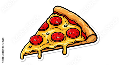 Delicious Pepperoni Pizza Slice with Melty Cheese and Crispy Crust
