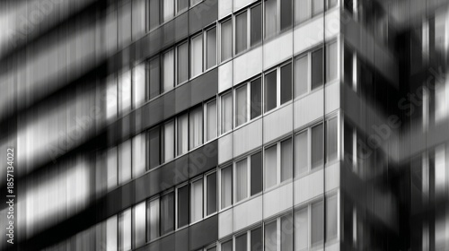 Modern Skyscraper Facade Blurs with Motion Urban Cityscape Abstract.