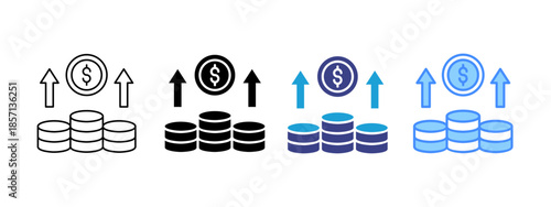 Revenue Growth icon set multiple style collection