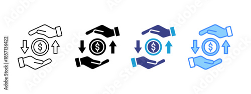 Income icon set multiple style collection