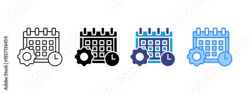 Planning icon set multiple style collection