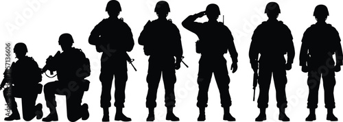 Black silhouette set of workers, people, animals, and mascots in various poses isolated on white background for versatile graphic design projects,