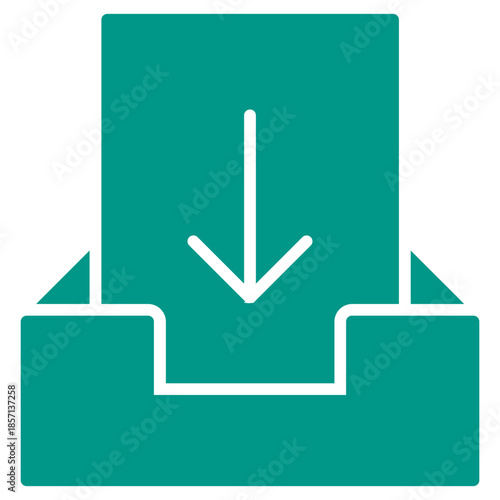 Flat Colored Inbox Icon Set in Outline and Solid Style for Interface Navigation