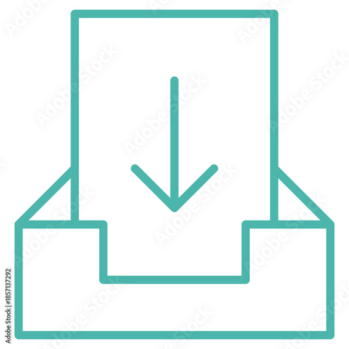 Flat Colored Inbox Icon Set in Outline and Solid Style for Interface Navigation