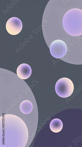 Abstract Pastel Purple and Yellow Gradient Spheres on a Dark Gray Background