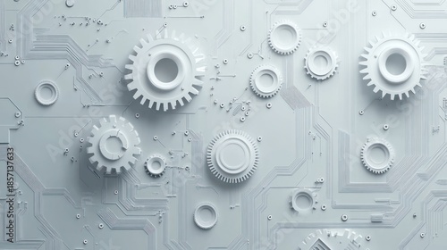 Abstract Circuit Gears - Futuristic Technology Background