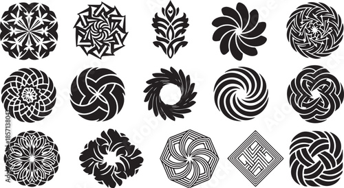 Collection of intricate black and white mandala designs patterns