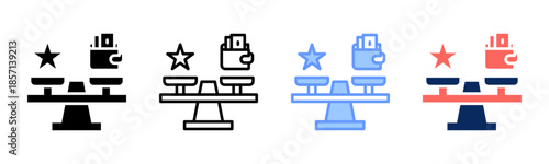Value Expectation icon set multiple style collection